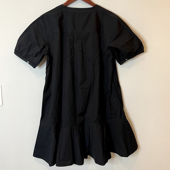 J.Crew Delilah Mini Dess Cotton Poplin Short Sleeves Vacation CJ494 Black FLAW L - Picture 8 of 16